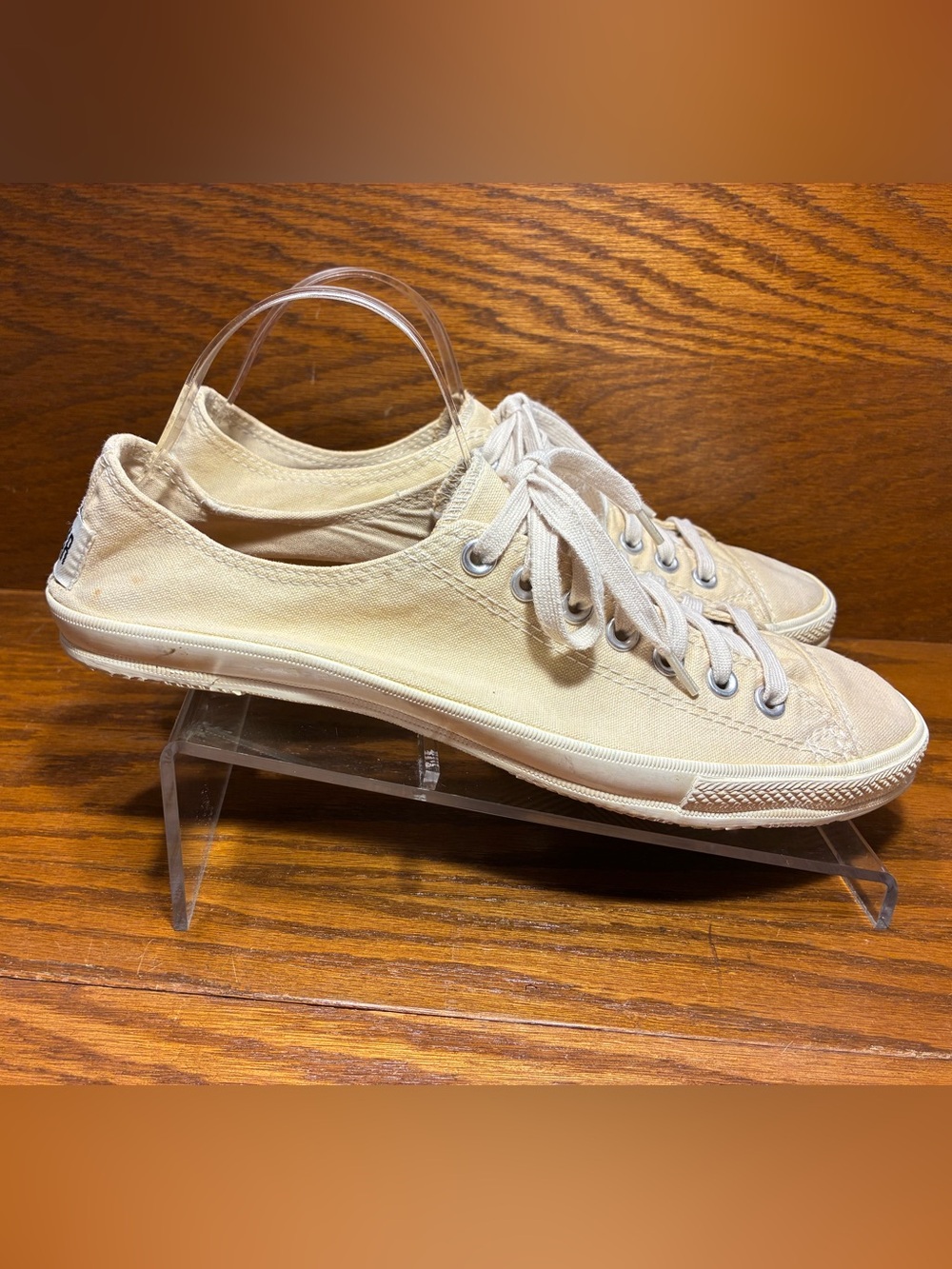 Converse All Star Low Profile Leather Insole Canvas Toe Sneakers Cream Men’s 11 - Picture 4 of 16